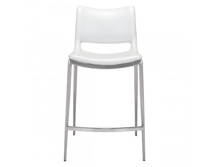 ZUO Ace Counter Chair (Set Of 2) - White/Silver