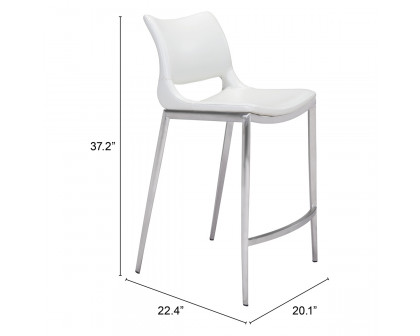 ZUO Ace Counter Chair (Set Of 2) - White/Silver