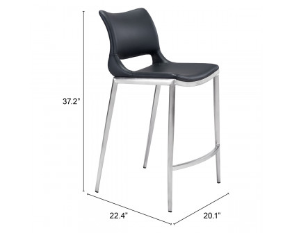 ZUO Ace Counter Chair (Set Of 2) - Black/Silver