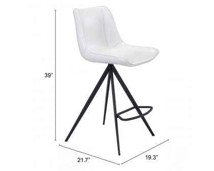 ZUO Aki Counter Chair (Set Of 2) - White/Black