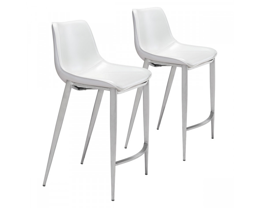 ZUO Magnus Counter Chair (Set Of 2) - White/Silver