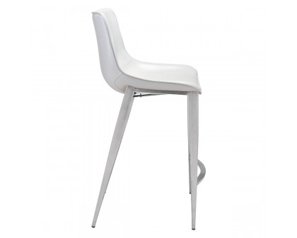 ZUO Magnus Counter Chair (Set Of 2) - White/Silver