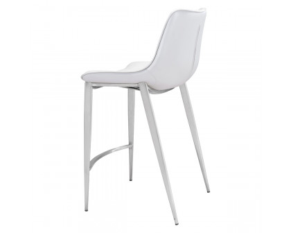 ZUO Magnus Counter Chair (Set Of 2) - White/Silver