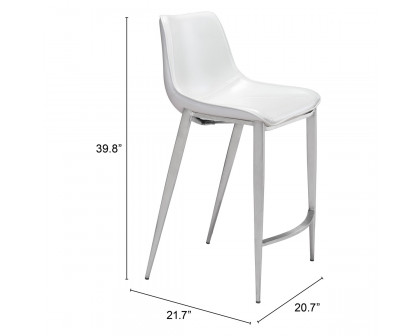 ZUO Magnus Counter Chair (Set Of 2) - White/Silver