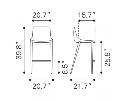 ZUO Magnus Counter Chair (Set Of 2) - White/Silver