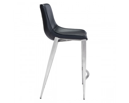 ZUO Magnus Counter Chair (Set Of 2) - Black/Silver