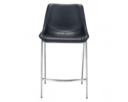 ZUO Magnus Counter Chair (Set Of 2) - Black/Silver