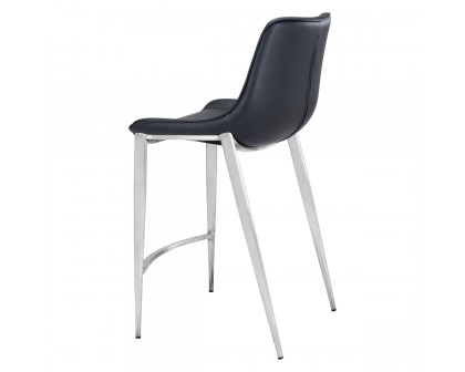 ZUO Magnus Counter Chair (Set Of 2) - Black/Silver