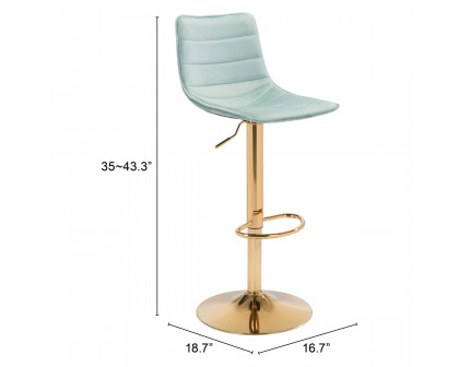 ZUO Prima Bar Chair - Light Green/Gold