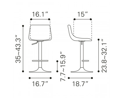 ZUO Prima Bar Chair - Light Green/Gold