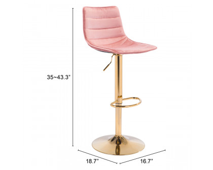 ZUO Prima Bar Chair - Pink/Gold