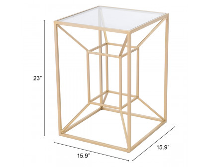 ZUO - Canyon Side Table in Clear/Gold