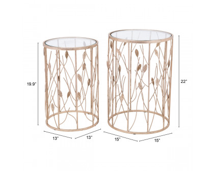 ZUO - Sage Side Table (Set Of 2) in Clear/Gold