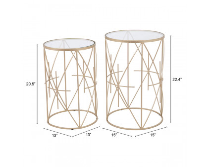 ZUO - Hadrian Side Table (Set Of 2) in Clear/Gold