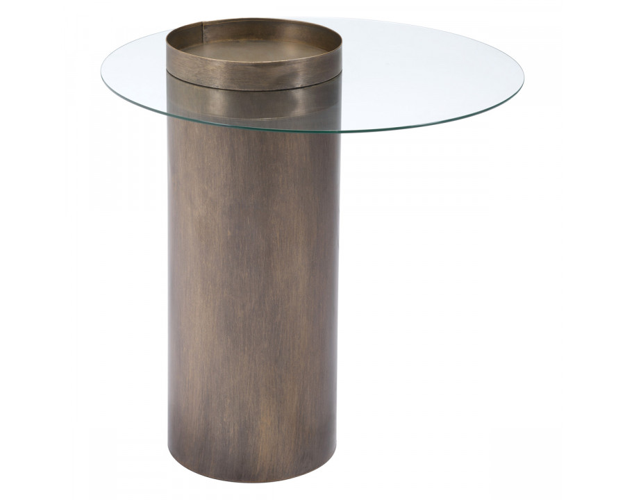 ZUO - Emi End Table in Antique Gold/Clear