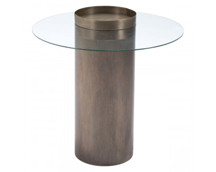 ZUO - Emi End Table in Antique Gold/Clear