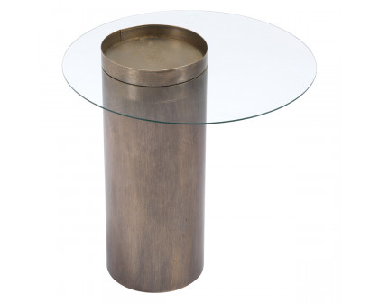 ZUO - Emi End Table in Antique Gold/Clear