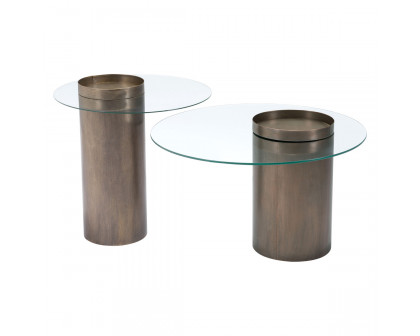 ZUO - Emi End Table in Antique Gold/Clear