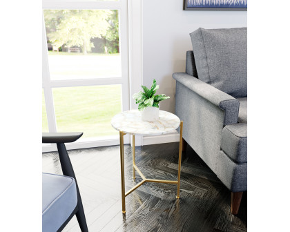 ZUO - Haru Side Table in White/Gold