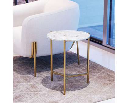 ZUO - Haru Side Table in White/Gold