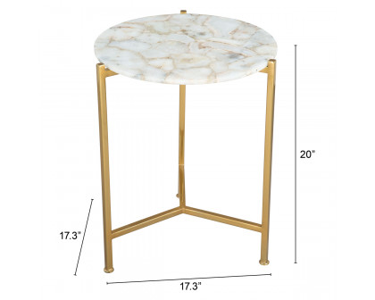 ZUO - Haru Side Table in White/Gold