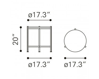 ZUO - Haru Side Table in White/Gold