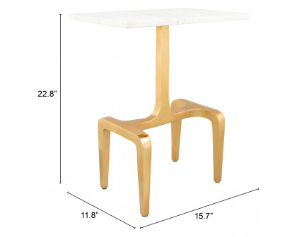 ZUO™ Clement Side Table - White/Gold