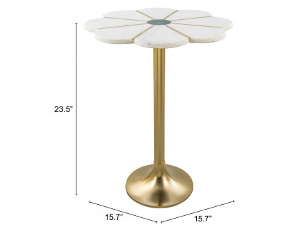 ZUO - Scallop Side Table in White/Green/Gold