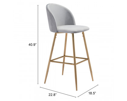 ZUO Cozy Bar Chair - Gray/Gold