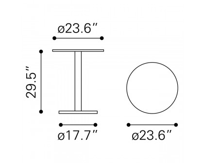 ZUO Alto Bistro Table - White/Black