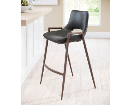 ZUO Desi Counter Chair (Set Of 2) - Black/Dark Brown