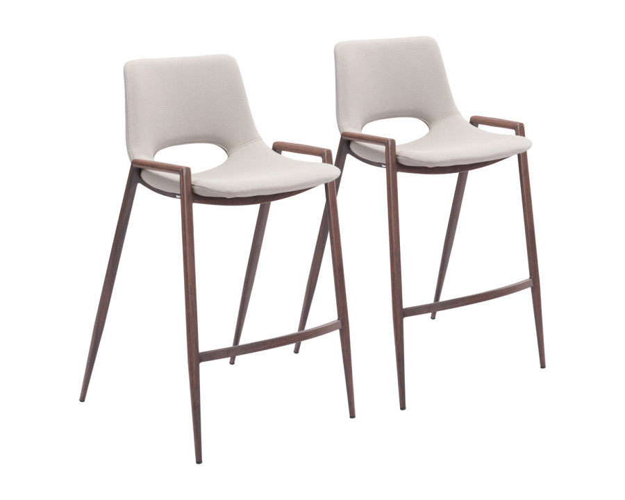 ZUO Desi Counter Chair (Set Of 2) - Beige/Dark Brown