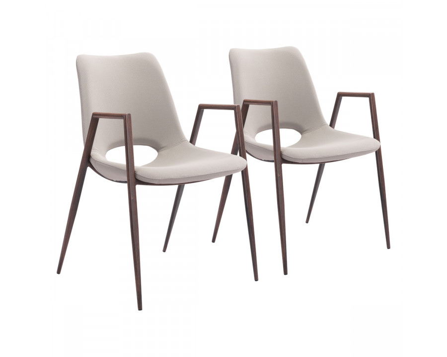 ZUO Desi Dining Chair (Set Of 2) - Beige/Dark Brown