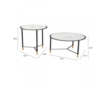 ZUO - Davis Coffee Table (Set Of 2) in Black/White/Black