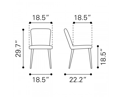 ZUO - Manchester Dining Chair (Set Of 2) in Gray/Black