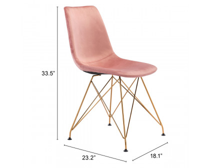 ZUO - Parker Dining Chair (Set Of 4) in Pink/Gold