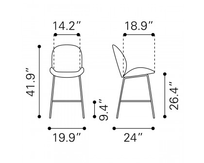 ZUO Miles Counter Chair - Red/Black