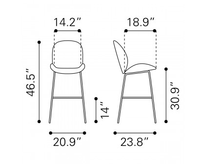 ZUO Miles Bar Chair - Green/Black