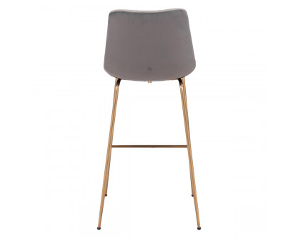 ZUO Tony Bar Chair - Gray/Gold