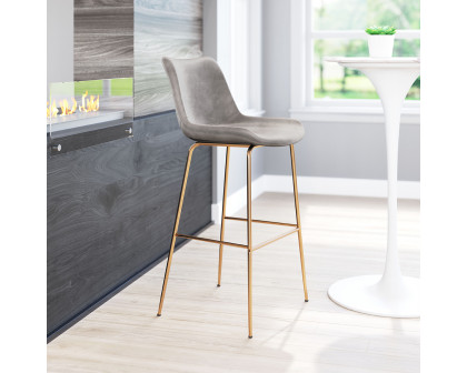 ZUO Tony Bar Chair - Gray/Gold