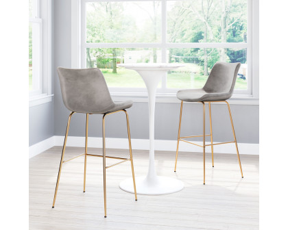 ZUO Tony Bar Chair - Gray/Gold