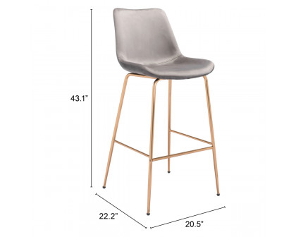 ZUO Tony Bar Chair - Gray/Gold