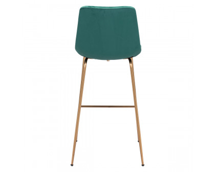 ZUO Tony Bar Chair - Green/Gold