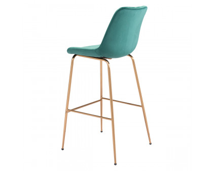 ZUO Tony Bar Chair - Green/Gold