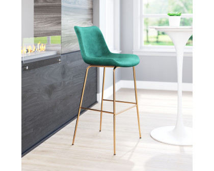 ZUO Tony Bar Chair - Green/Gold