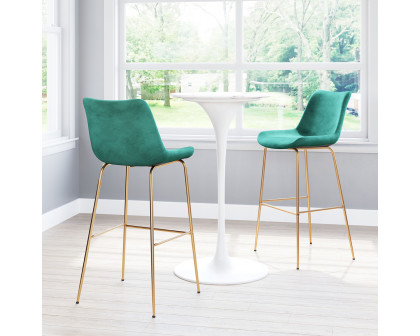 ZUO Tony Bar Chair - Green/Gold