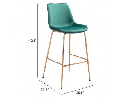 ZUO Tony Bar Chair - Green/Gold