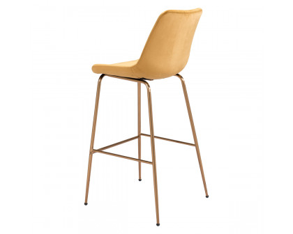 ZUO Tony Bar Chair - Yellow/Gold