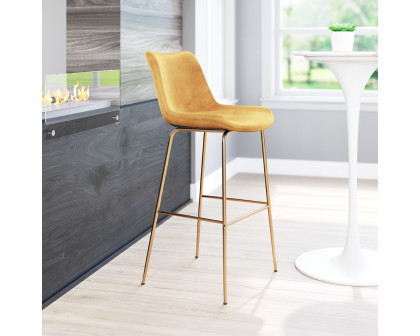 ZUO Tony Bar Chair - Yellow/Gold