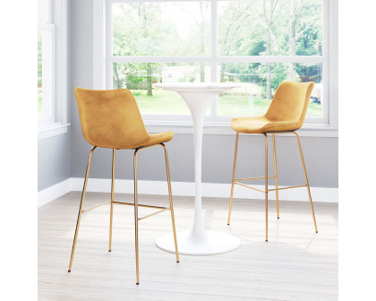 ZUO Tony Bar Chair - Yellow/Gold